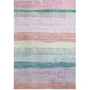 Photo of Pink Green and Purple Juvenile Rainbows Youthful Area Rug