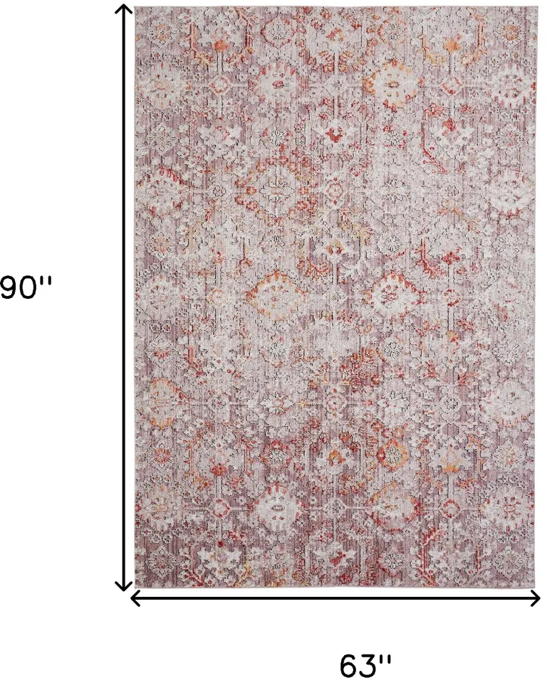 Pink Ivory And Gray Abstract Stain Resistant Area Rug Photo 5