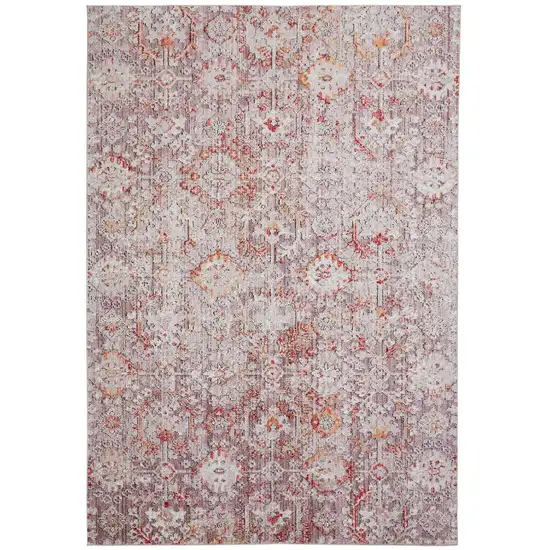 Pink Ivory And Gray Abstract Stain Resistant Area Rug Photo 1