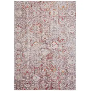 Photo of Pink Ivory And Gray Abstract Stain Resistant Area Rug