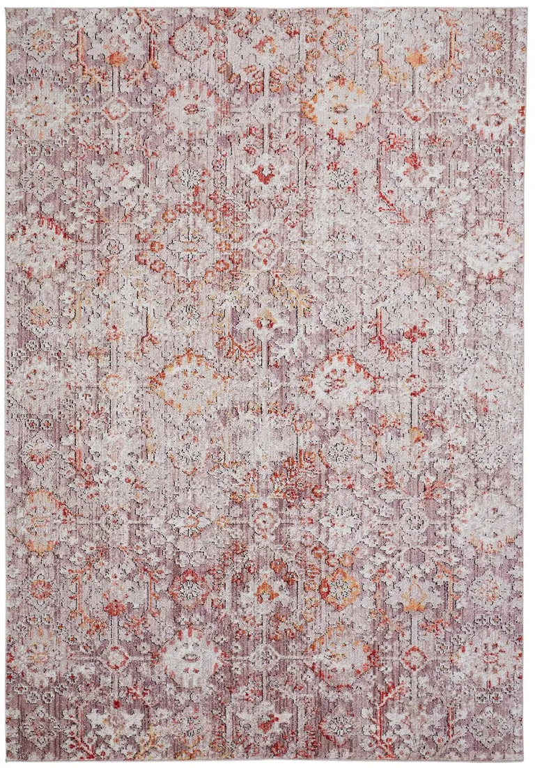 Pink Ivory And Gray Abstract Stain Resistant Area Rug Photo 1