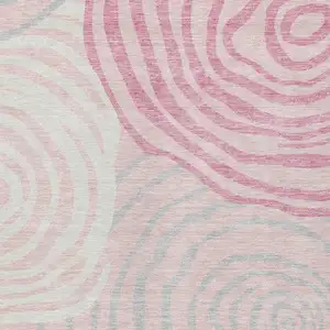 Photo of Pink Ivory And Gray Abstract Washable Indoor Outdoor Area Rug