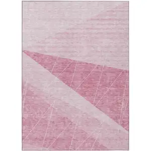 Photo of Pink Mauve And Blush Geometric Washable Indoor Outdoor Area Rug