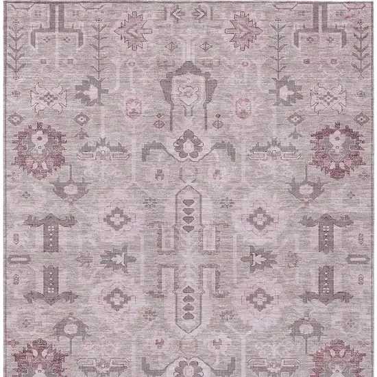 Pink Mauve And Blush Oriental Washable Indoor Outdoor Area Rug Photo 3