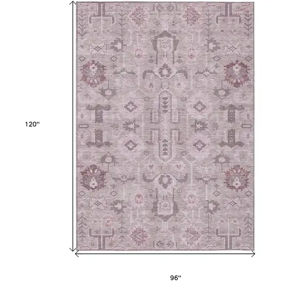 Pink Mauve And Blush Oriental Washable Indoor Outdoor Area Rug Photo 9