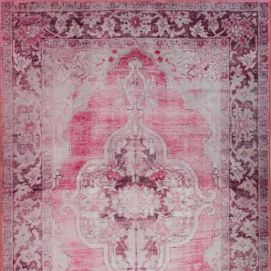 Pink Oriental Distressed Non Skid Area Rug Photo 4