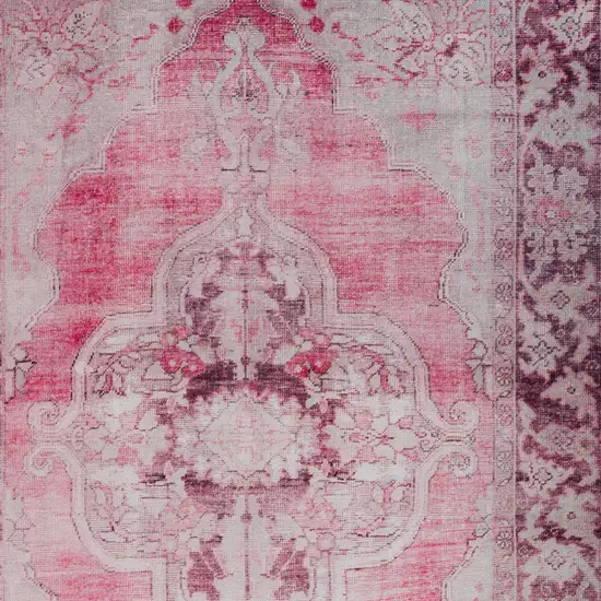 Pink Oriental Distressed Non Skid Area Rug Photo 4