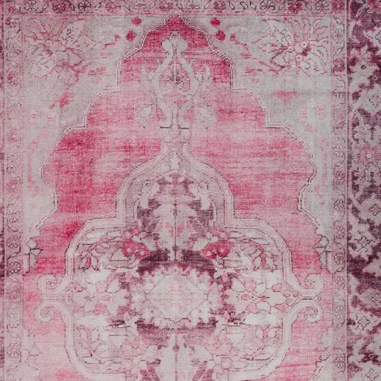 Pink Oriental Distressed Non Skid Area Rug Photo 4