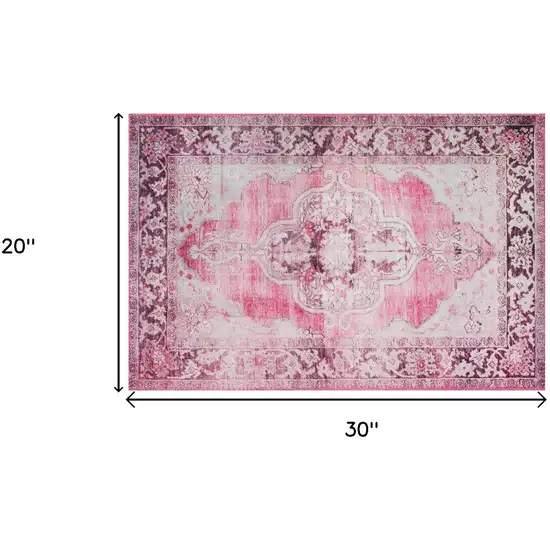 Pink Oriental Distressed Non Skid Area Rug Photo 7