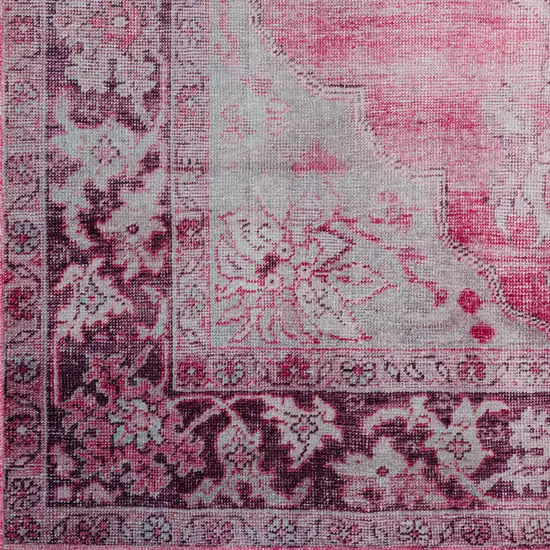 Pink Oriental Distressed Non Skid Runner Rug Photo 3