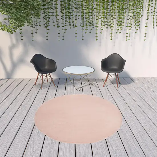 Pink Round Non Skid Indoor Outdoor Area Rug Photo 2