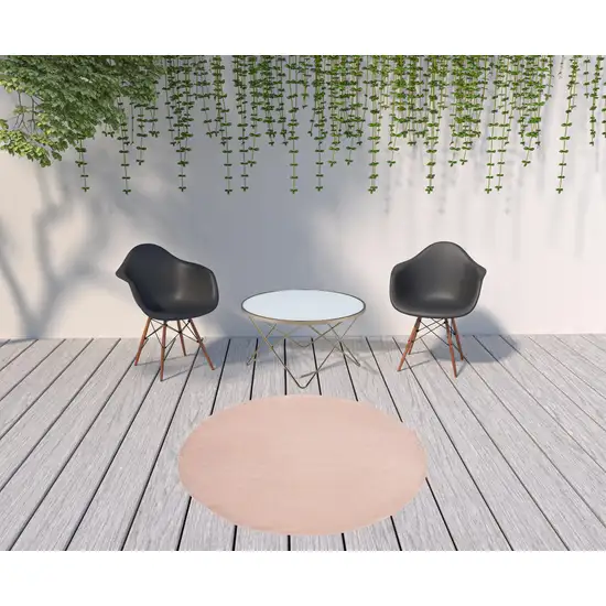 Pink Round Non Skid Indoor Outdoor Area Rug Photo 2