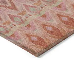 Photo of Pink Salmon And Blush Southwestern Washable Indoor Outdoor Area Rug