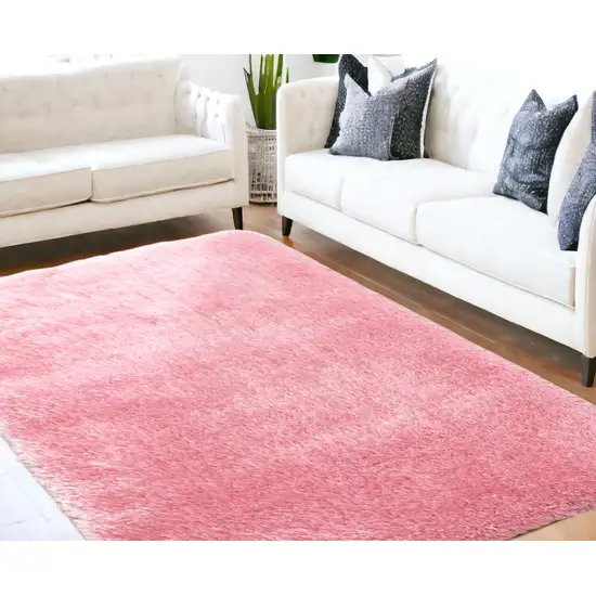 Pink Shag Hand Tufted Area Rug Photo 1