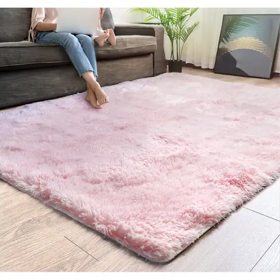 Pink Solid Modern Area Rug Photo 4