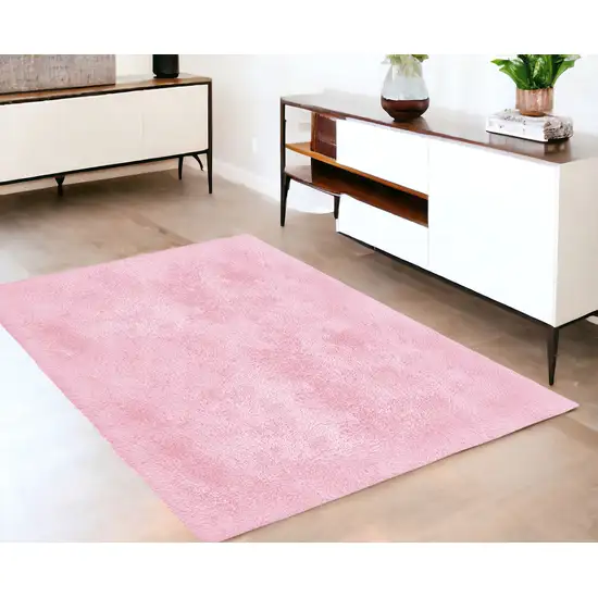 Pink Shag Power Loom Area Rug Photo 1