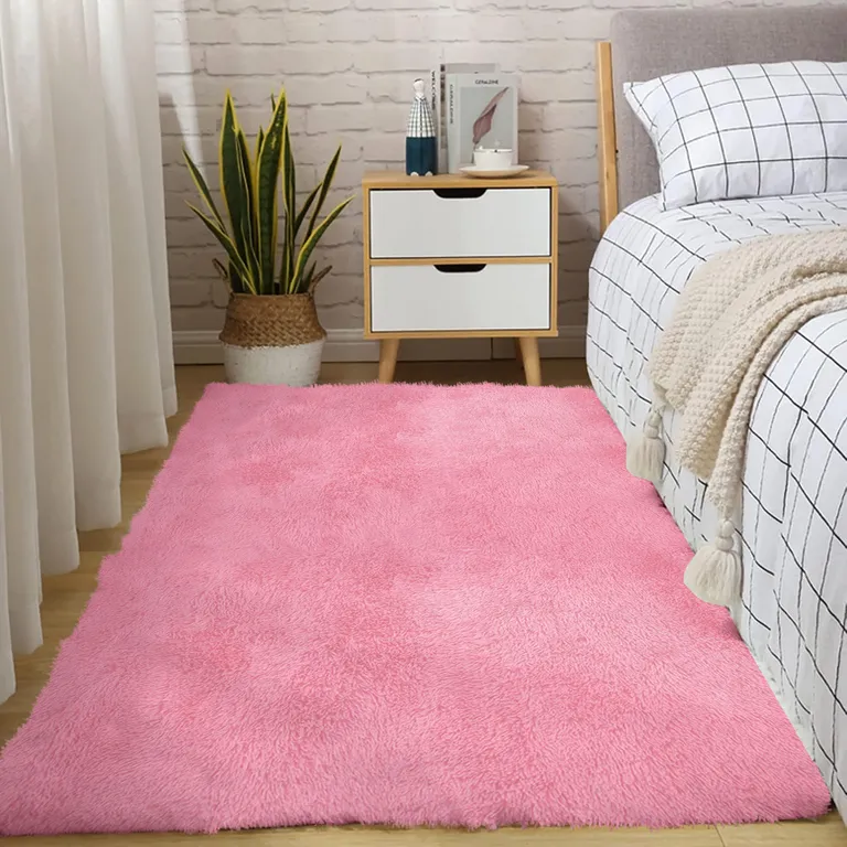 Pink Solid Modern Area Rug Photo 4