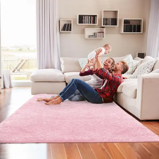 Pink Solid Modern Area Rug Photo 6