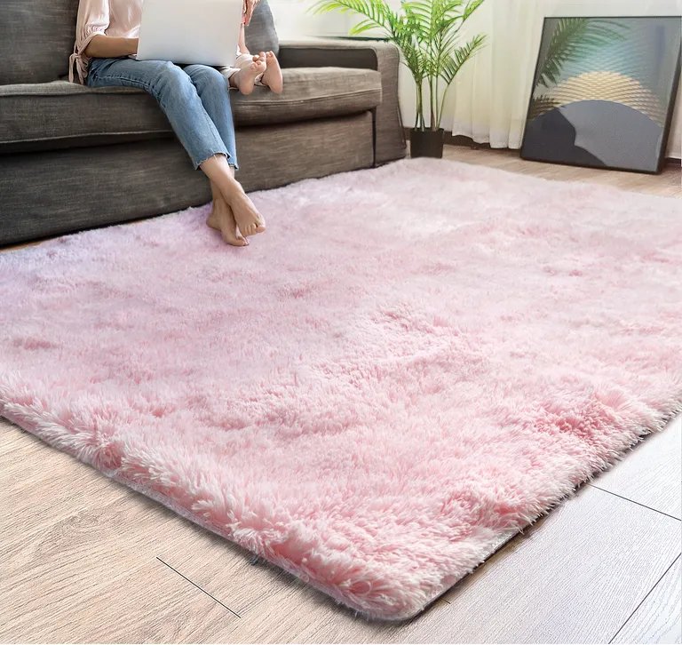 Pink Solid Modern Area Rug Photo 3