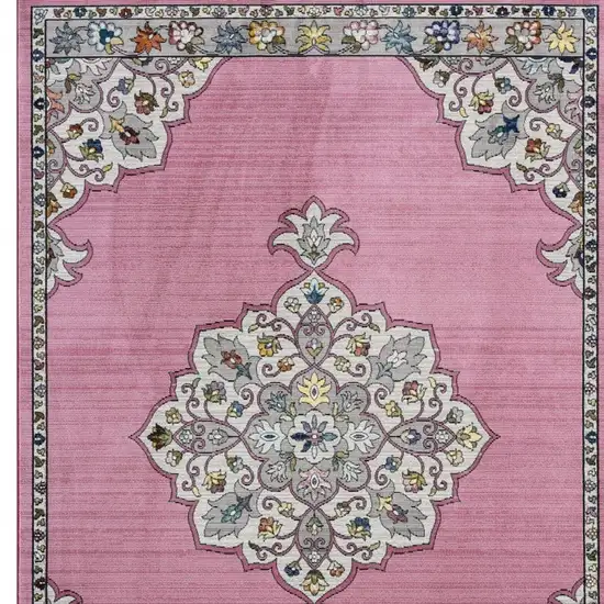 Pink Traditional Medallion Area Rug Photo 4