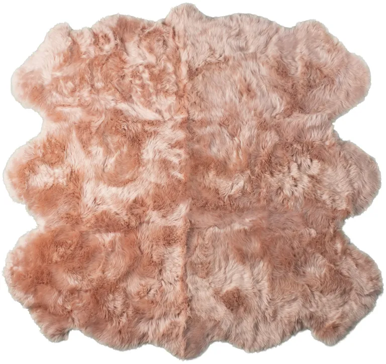 Pink Wool Sheepskin Handmade Area Rug Photo 1