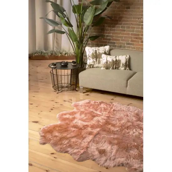 Pink Wool Sheepskin Handmade Area Rug Photo 4