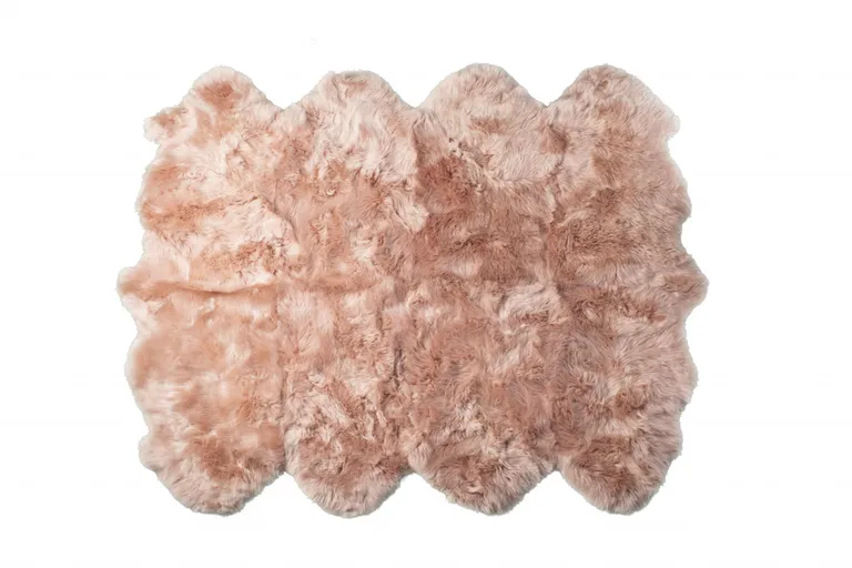 Pink Wool Sheepskin Handmade Area Rug Photo 1