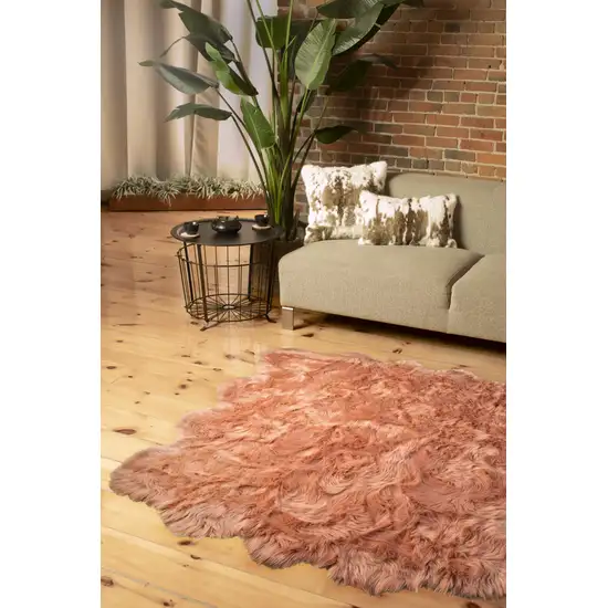 Pink Wool Sheepskin Handmade Area Rug Photo 3