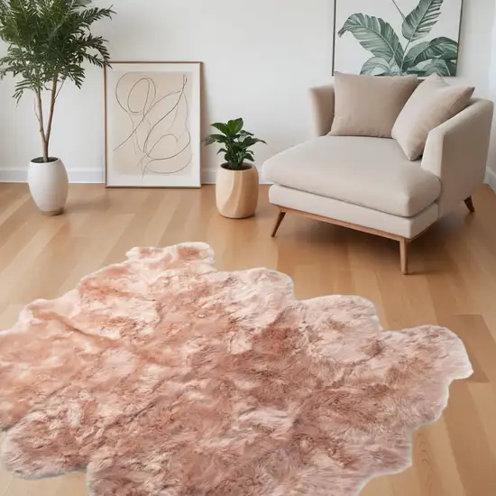 Pink Wool Sheepskin Handmade Area Rug Photo 1