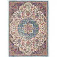 Photo of Pink and Blue Floral Medallion Area Rug