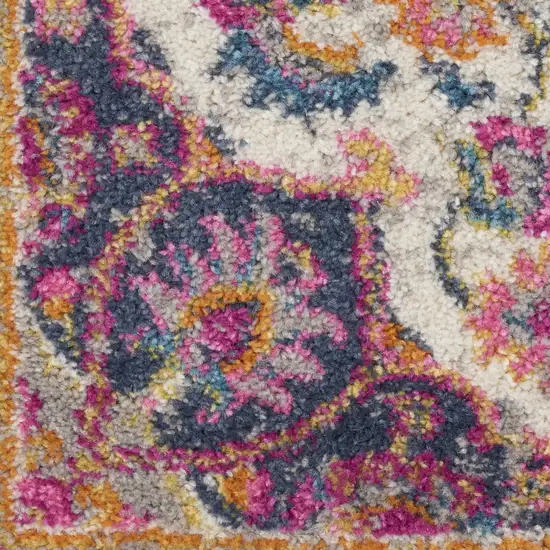 8' Pink And Green Dhurrie Runner Rug Photo 2