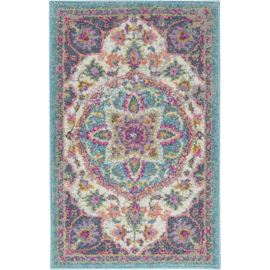 Pink And Green Dhurrie Area Rug Photo 3