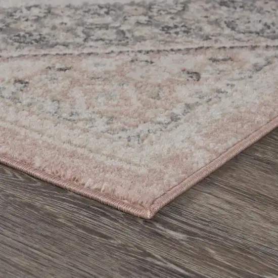 Pink and Cream Medallion Area Rug Photo 9