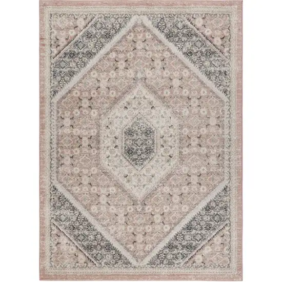 Pink and Cream Medallion Area Rug Photo 4