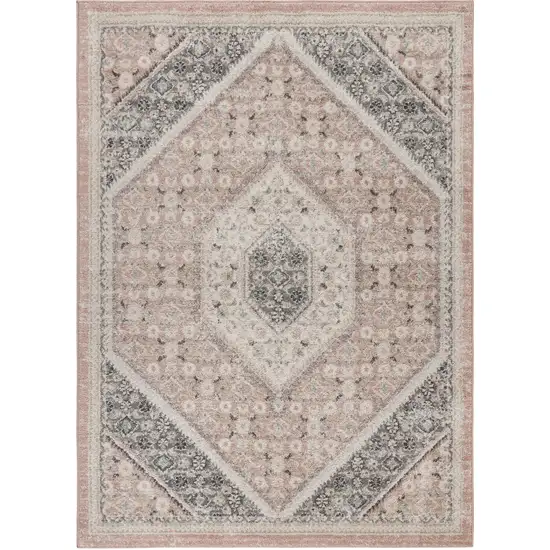 Pink and Cream Medallion Area Rug Photo 2