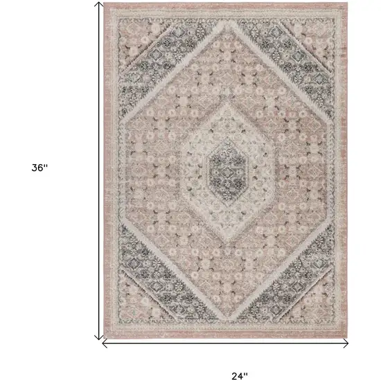 Pink and Cream Medallion Area Rug Photo 3