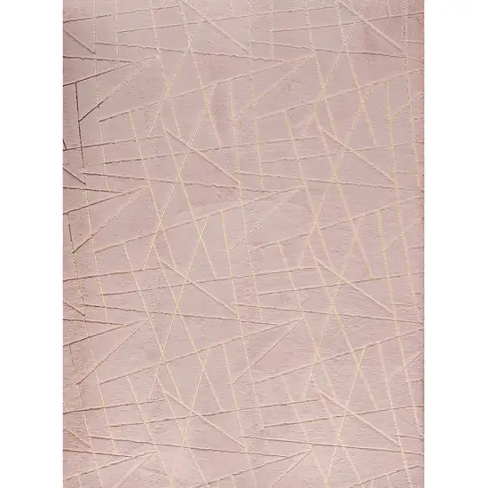 Pink and Gold Faux Fur Abstract Shag Non Skid Area Rug Photo 1