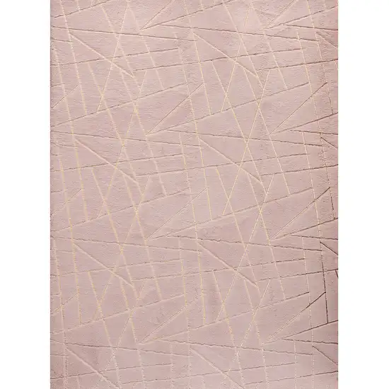 Pink and Gold Faux Fur Abstract Shag Non Skid Area Rug Photo 2