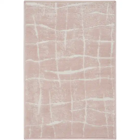 Pink and Ivory Abstract Area Rug Photo 2