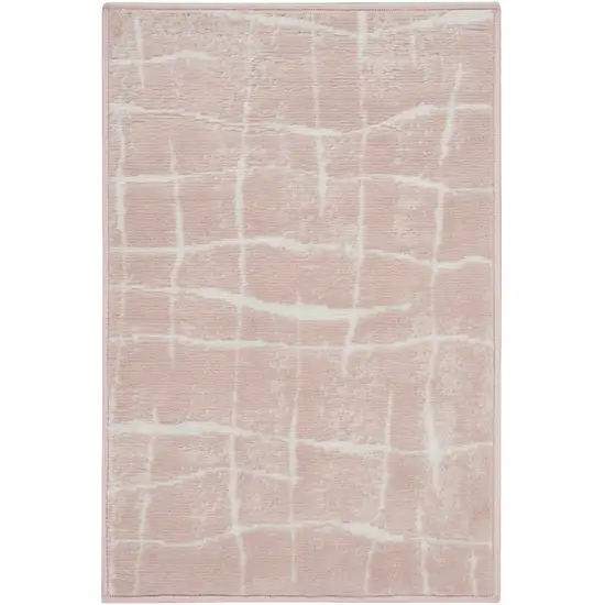 Pink and Ivory Abstract Area Rug Photo 5