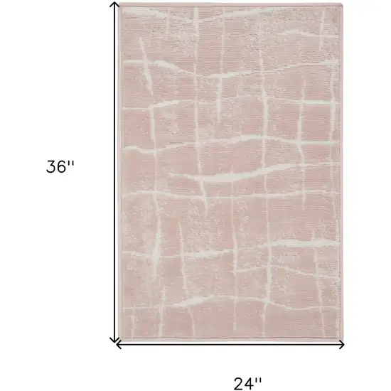 Pink and Ivory Abstract Area Rug Photo 3