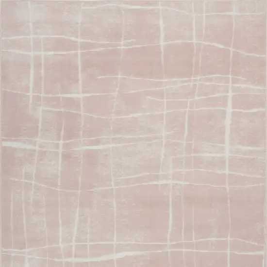 Pink and Ivory Abstract Distressed Non Skid Area Rug Photo 6