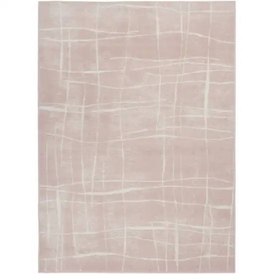 Pink and Ivory Abstract Distressed Non Skid Area Rug Photo 2