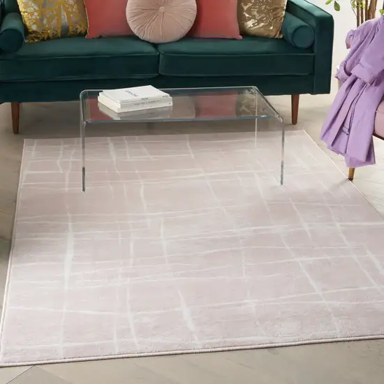 Pink and Ivory Abstract Distressed Non Skid Area Rug Photo 8