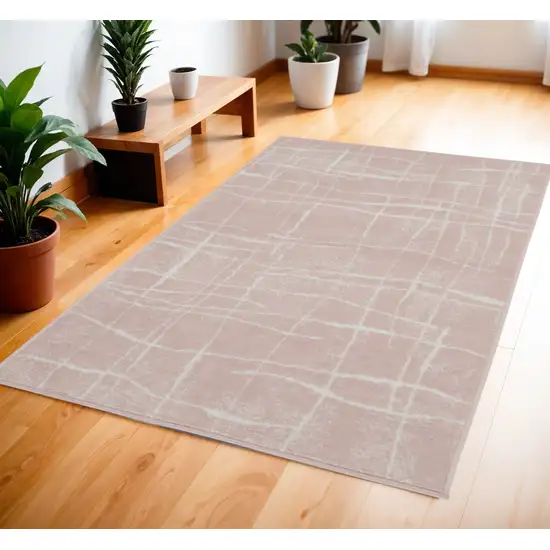 Pink and Ivory Abstract Geometric Area Rug Photo 1