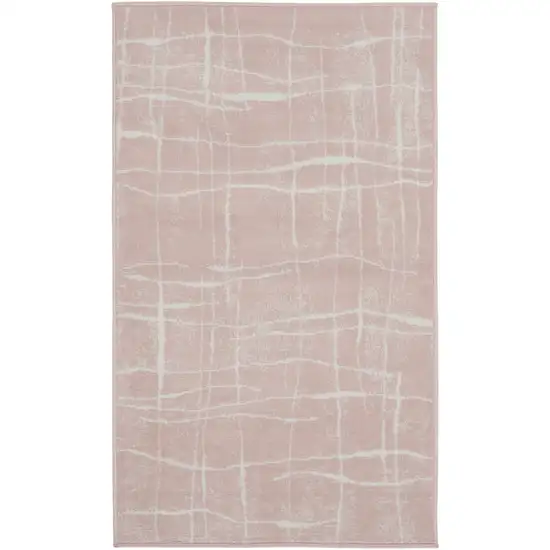 Pink and Ivory Abstract Geometric Area Rug Photo 2