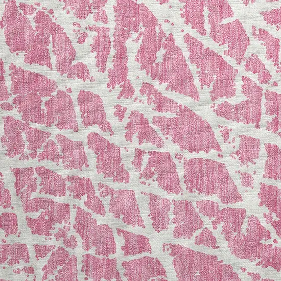 Pink and Ivory Abstract Washable Non Skid Indoor Outdoor Area Rug Photo 8