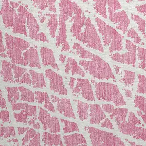 Photo of Pink and Ivory Abstract Washable Non Skid Indoor Outdoor Area Rug