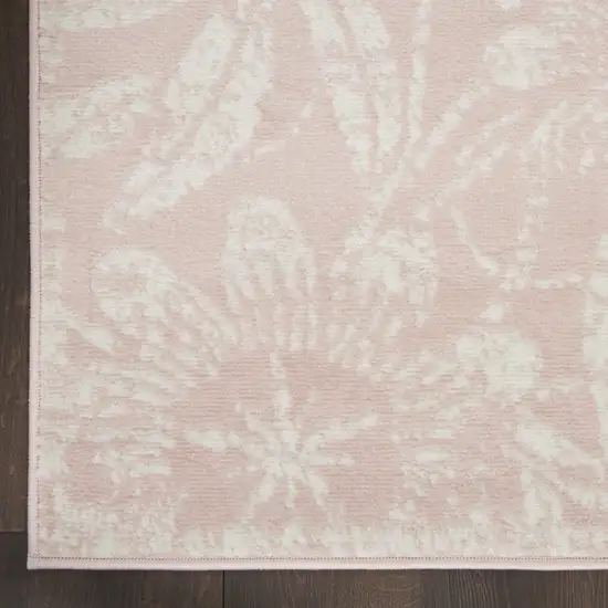 Pink and Ivory Floral Distressed Area Rug Photo 4