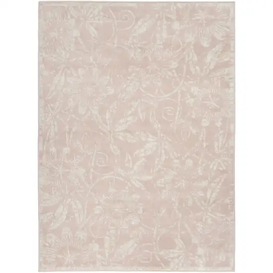 Pink and Ivory Floral Distressed Area Rug Photo 2